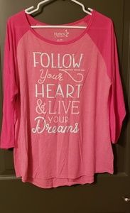 Pink Hanes quater length sleeves